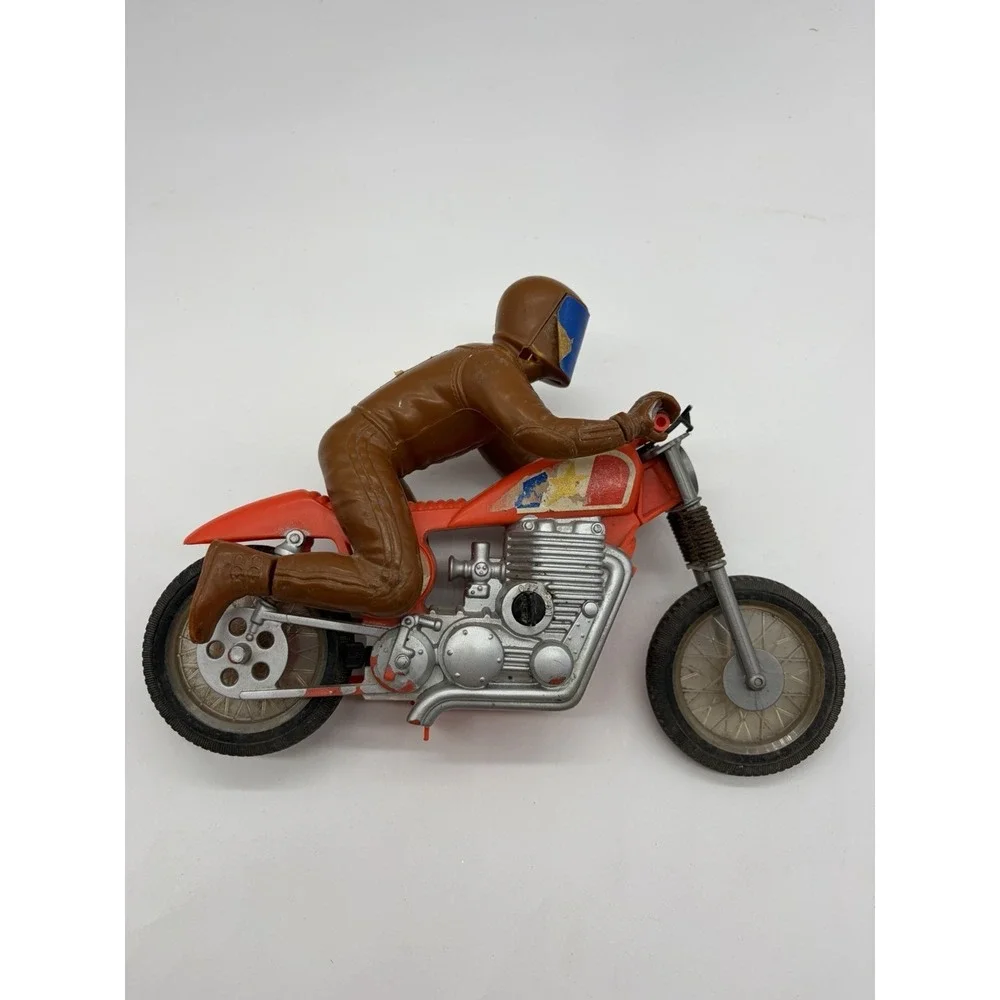 Vintage 1973 Mattel ELECTRIC HOG Triple Threat Motorcycle‎ Stunt Bike Brown Suit